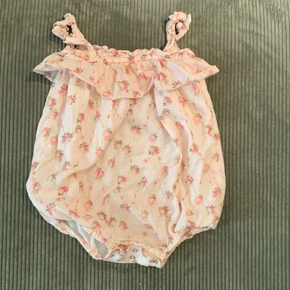 LoveShackFancy Baby Girl Rose Ruffle Romper 6-12M